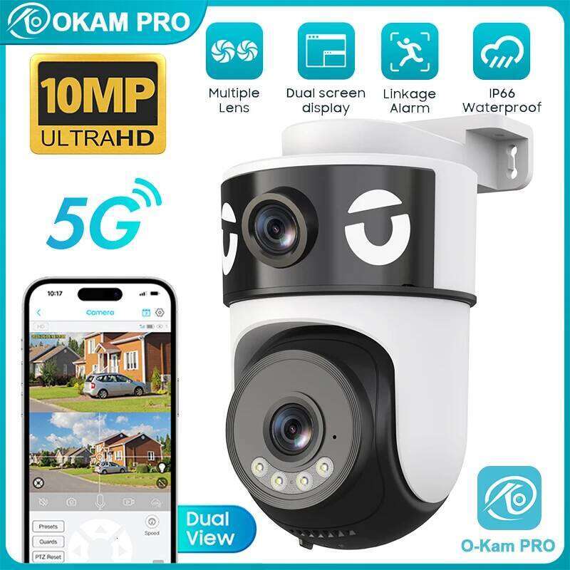 OKAM PRO APP Dual-Lens 5G Wi-Fi IP HD 10MP PTZ Color Night Vision Two-Way Intercom Motion Tracking AI Smart Camera 26W0306