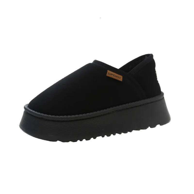 Litfun Fuzzy Lining House For Women Winter Warm Fur Fluffy Slippers Outdoor Antiskid Plush Thick Sole Cotton Shoes