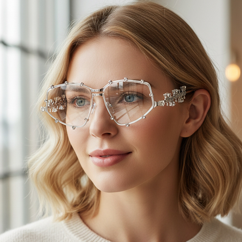 2026 New Luxury Brand Sunglasses With Future Technology Diamond Inlaid Fashion Sunglasses European And American Ins Outdoor Sports Glasses