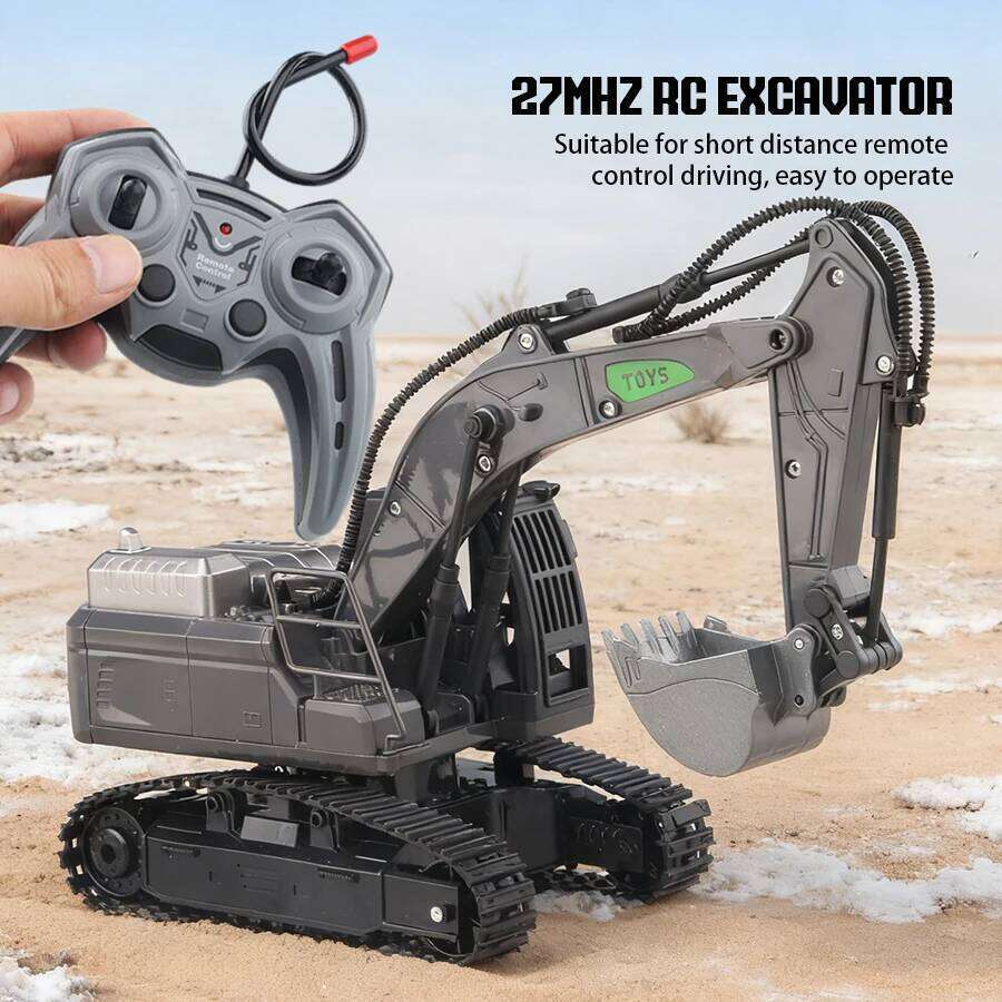 Remote Control Excavator Kids Toy - Alloy Bucket Tracked All-Terrain Electric Model with Simulated Mechanical Arm Gift for Boys C260305