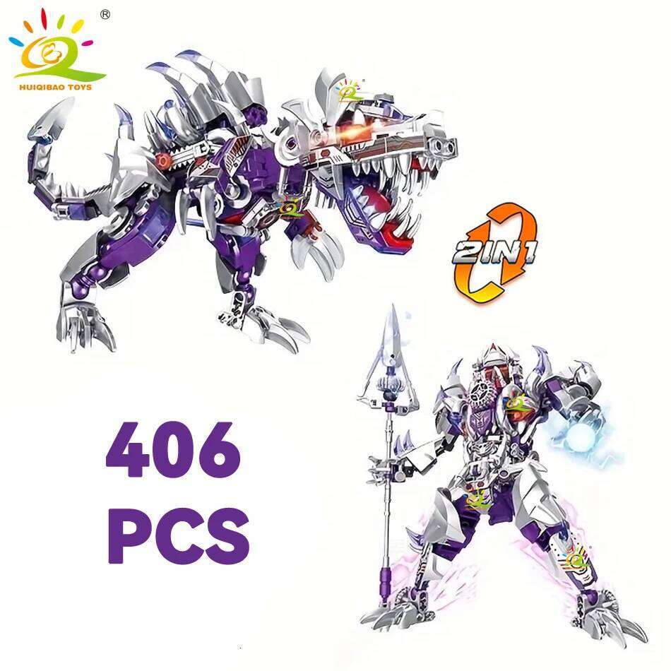 HUIQIBAO 2in1 Jurassic Dinosaur World Model Building Blocks City Triceratops Velociraptor Dino Park Bricks Children Toy Game Z260306