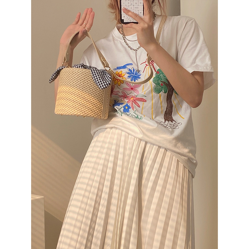 2026 Women's Straw Bucket Luxury Handbag Bag 2026 Summer Fashion Internet Celebrity Personality Knotted Handbag Crossbody Woven Bag Women's 
