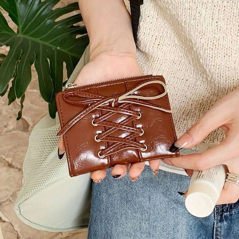 Simple Korean Style Bow Wallet Purse Short Clutch Coin Pouch Multi-function Zipper Card Bag Women C260304