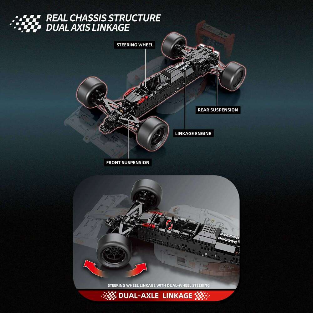 2800PCS MP4 Formula Racing Building Blocks V12 Engine 1:8 Car Model Bricks Desktop Ornament Kid Educational Toy Holiday Gift Z260305