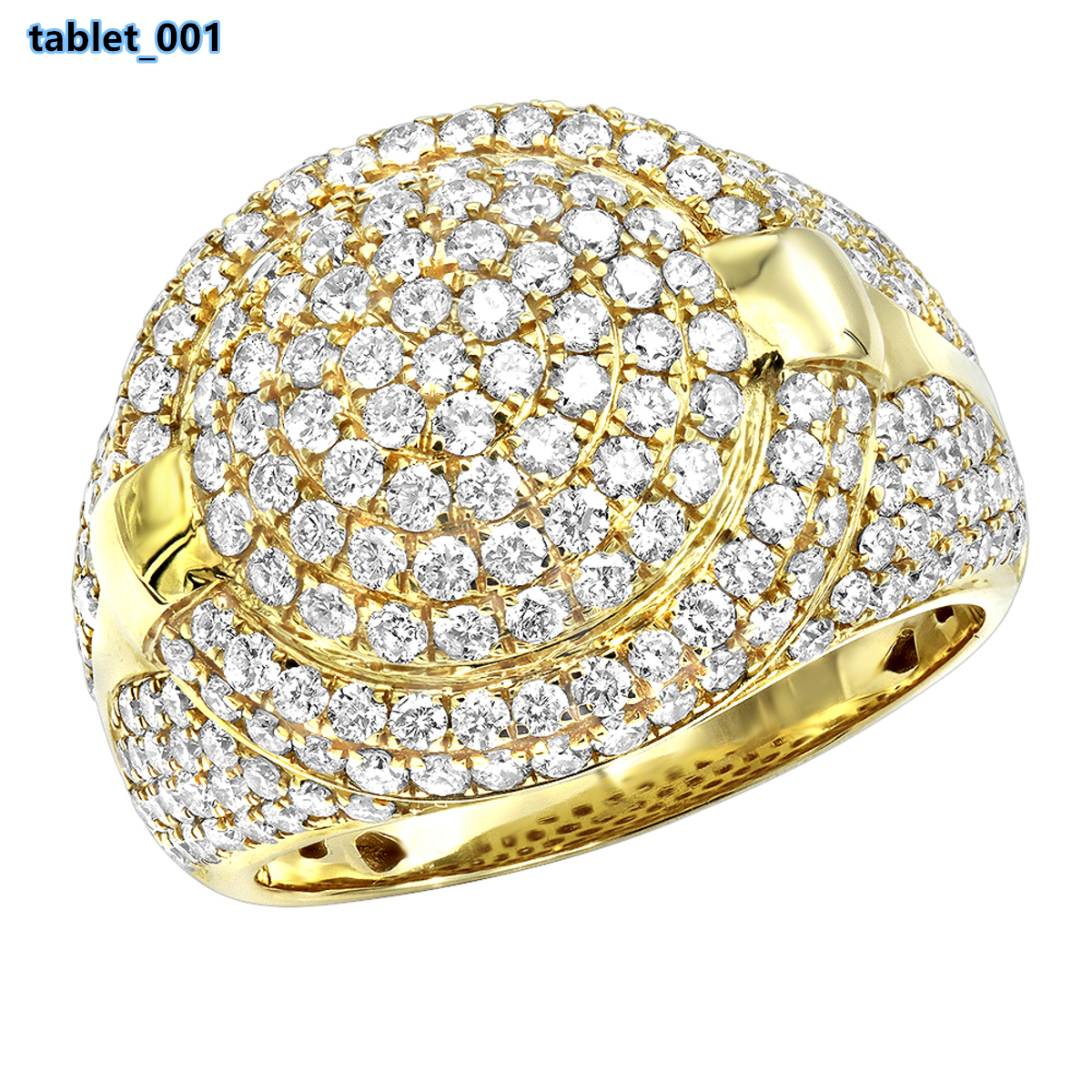 Mens 14k Yellow Gold Pinky Ring with 375 Diamond Pave Setting 12-month Warranty IGI Certified Bold Luxury Hip Hop Style