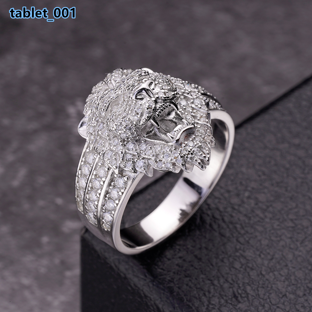 New Arrival Hiphop Fashion Fully Iced Out VVS Moissanite 925 Sterling Silver Mens Lion Ring