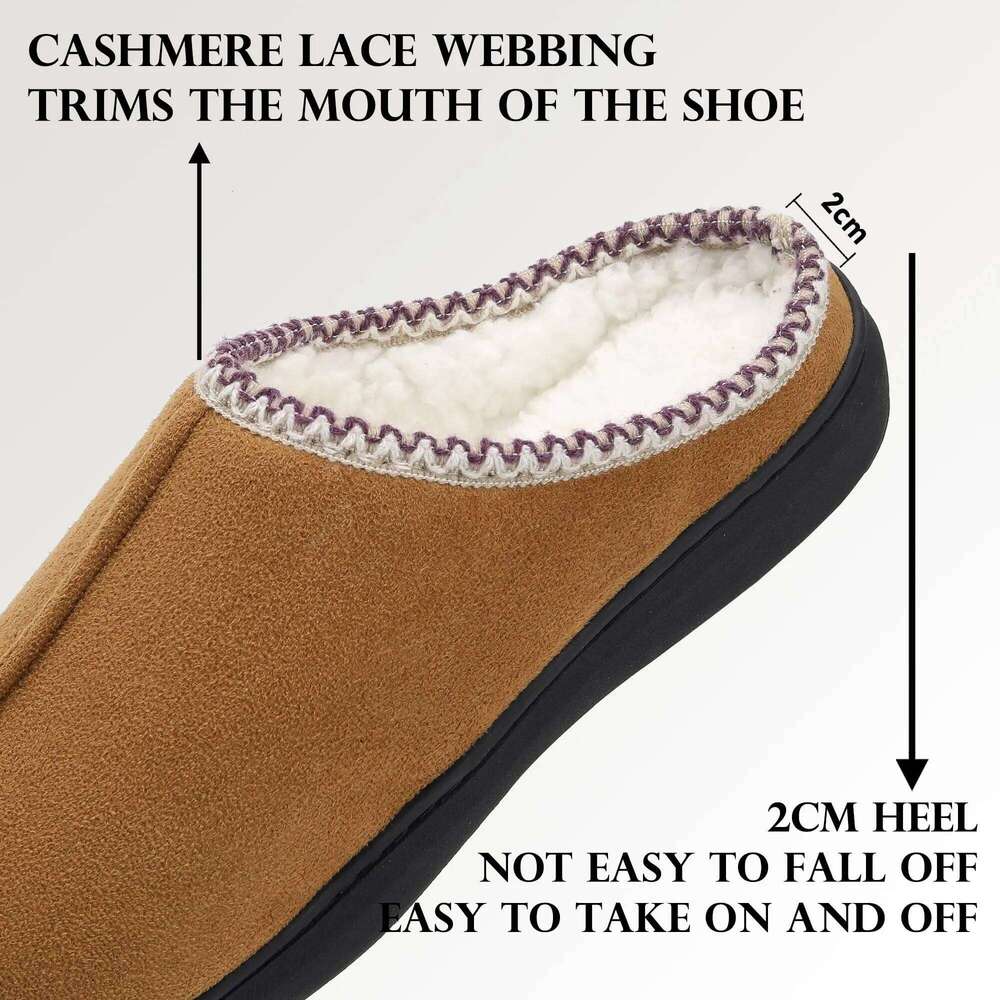 Litfun Winter House For Men Anti-Slip Fluffy Warm Women Memory Foam Cotton Slippers With Durable Rubber Sole