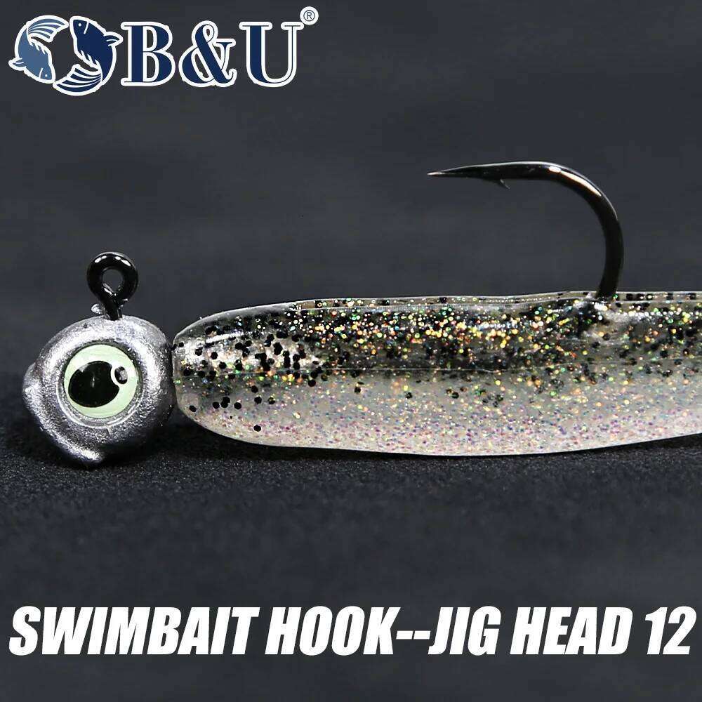 B&U Swimbait Hook Jig Head High Strength Worm Lure Hooks For Seawater Freshwater Fishhook Fishing Tackle Luminous Eyes Y260305