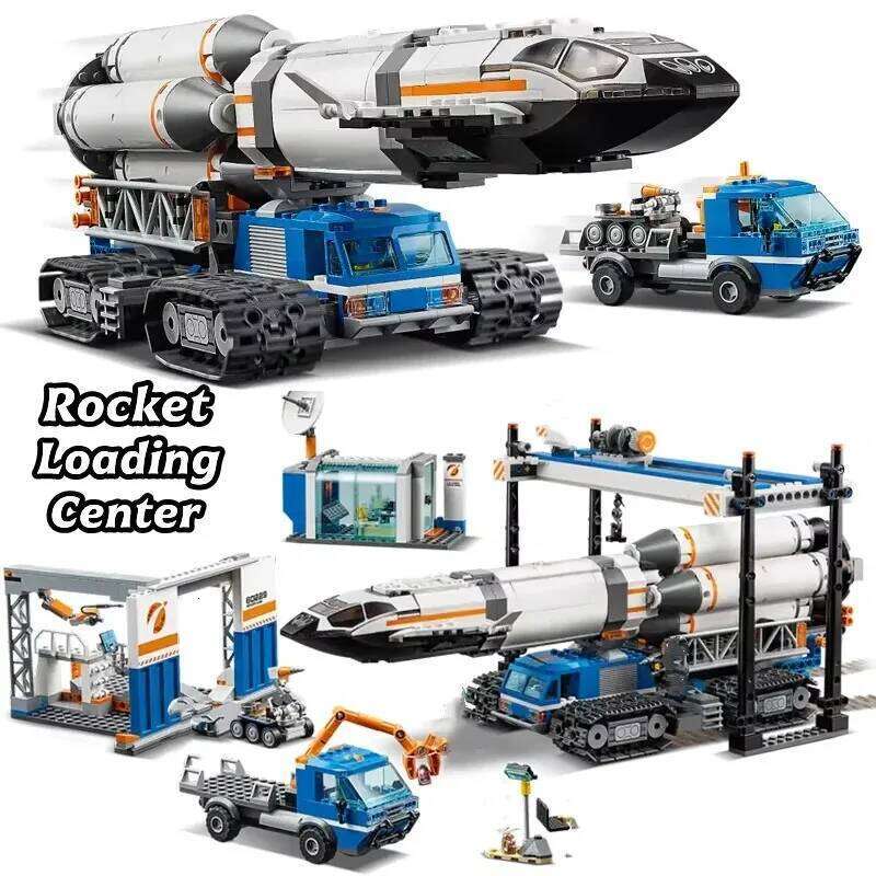 Third Party Compatible MOC Sets City Series Building Blocks Rocket Loading NASA Transportation Center Children's Toys Gift Z260306