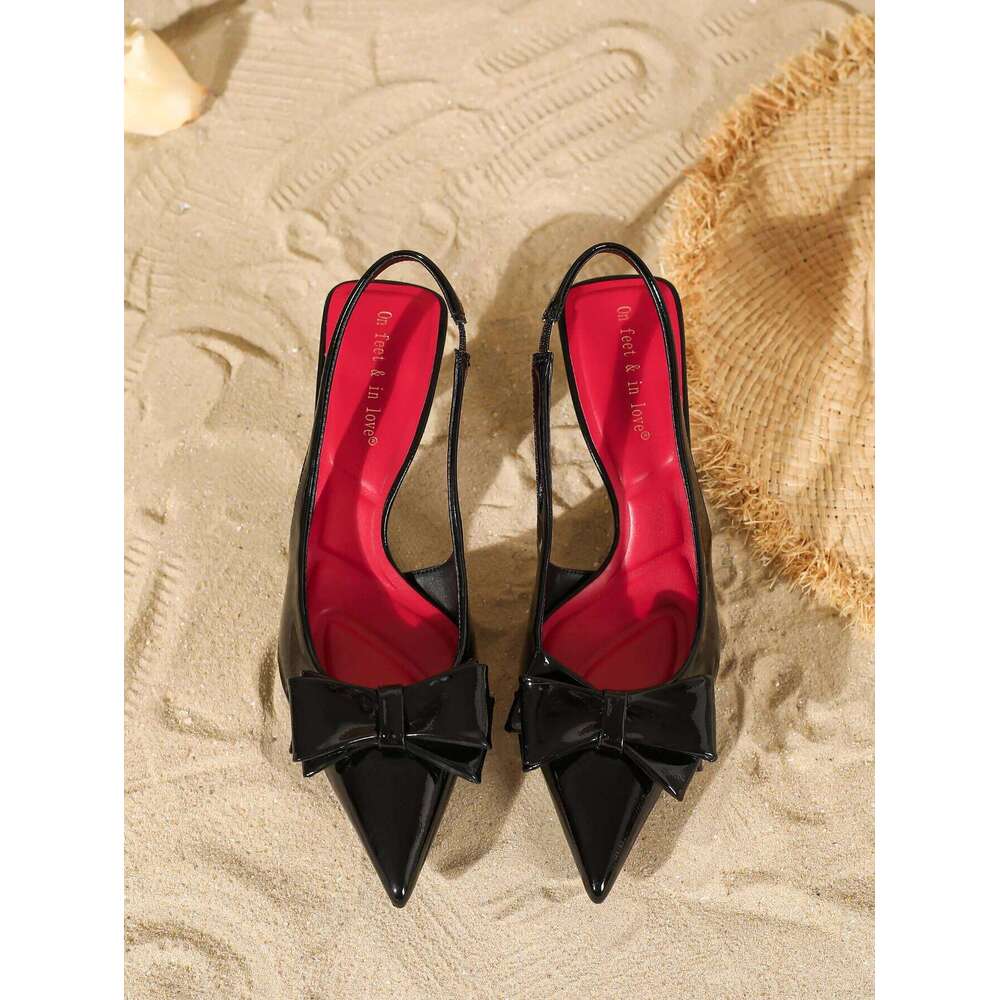 Ladies Butterfly Knot Decorated Pointed Toe Slim High Heels Elegant Women's Footwear