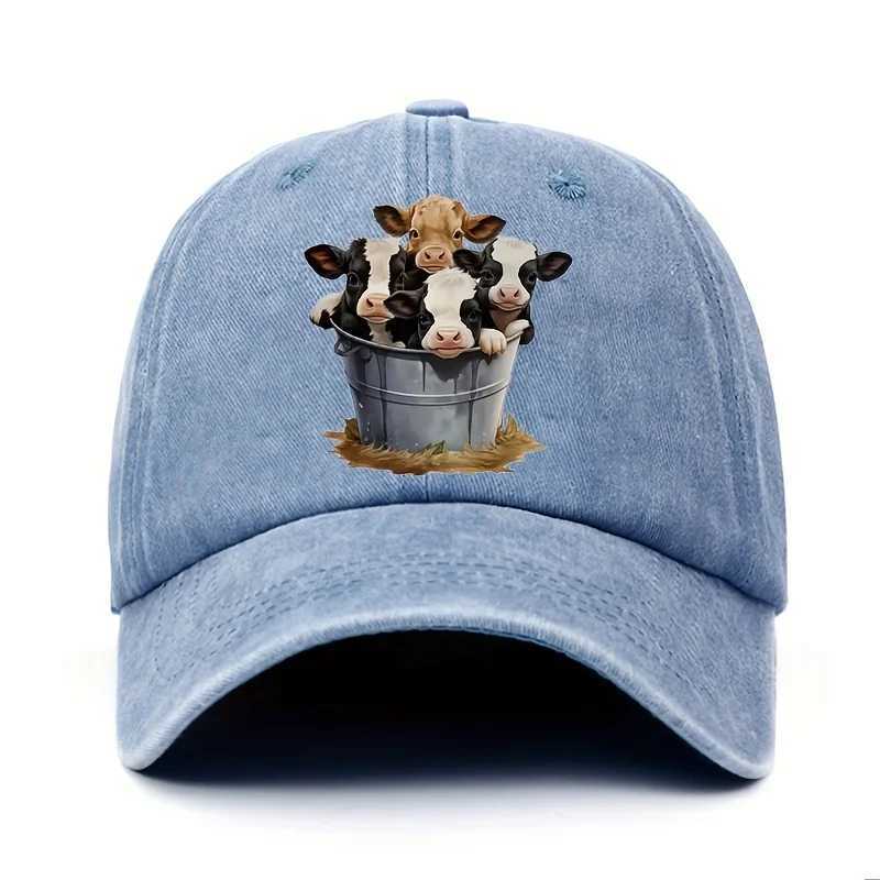 Cute cow print baseball cap with adjustable brim for outdoor sun protection and casual duckbill cap suitable for men and women S260306
