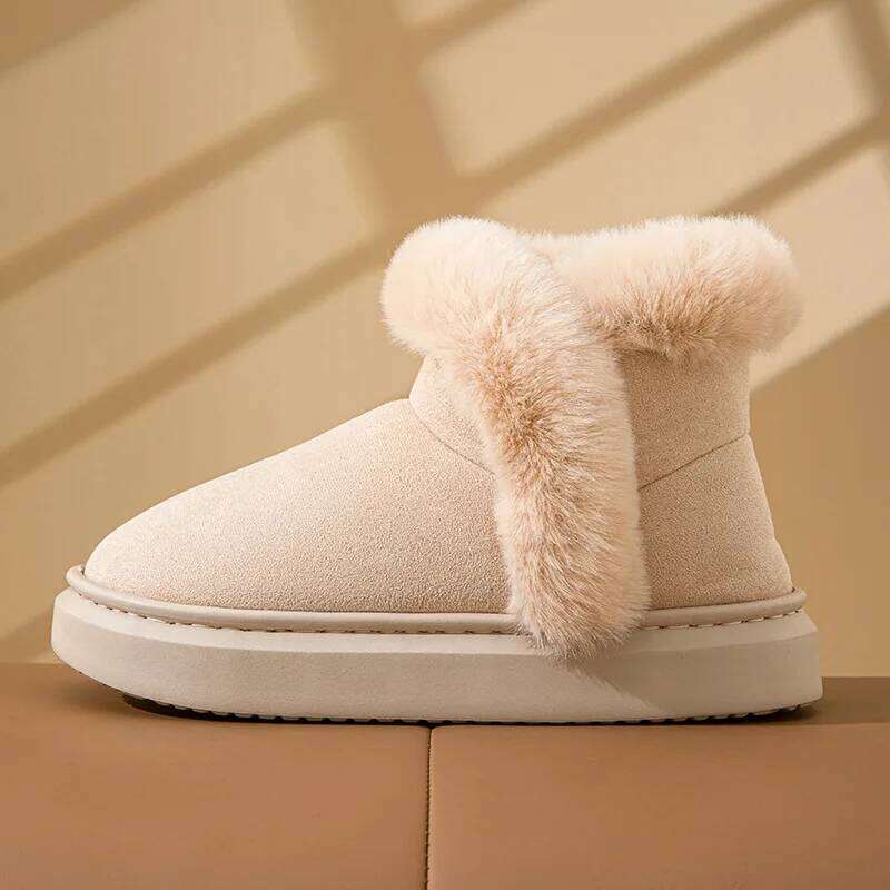 Litfun Winter Furry Snow For Women Casual Ankle Platform Non-slip Plush Lining Cozy Warm Women's Cotton Boots