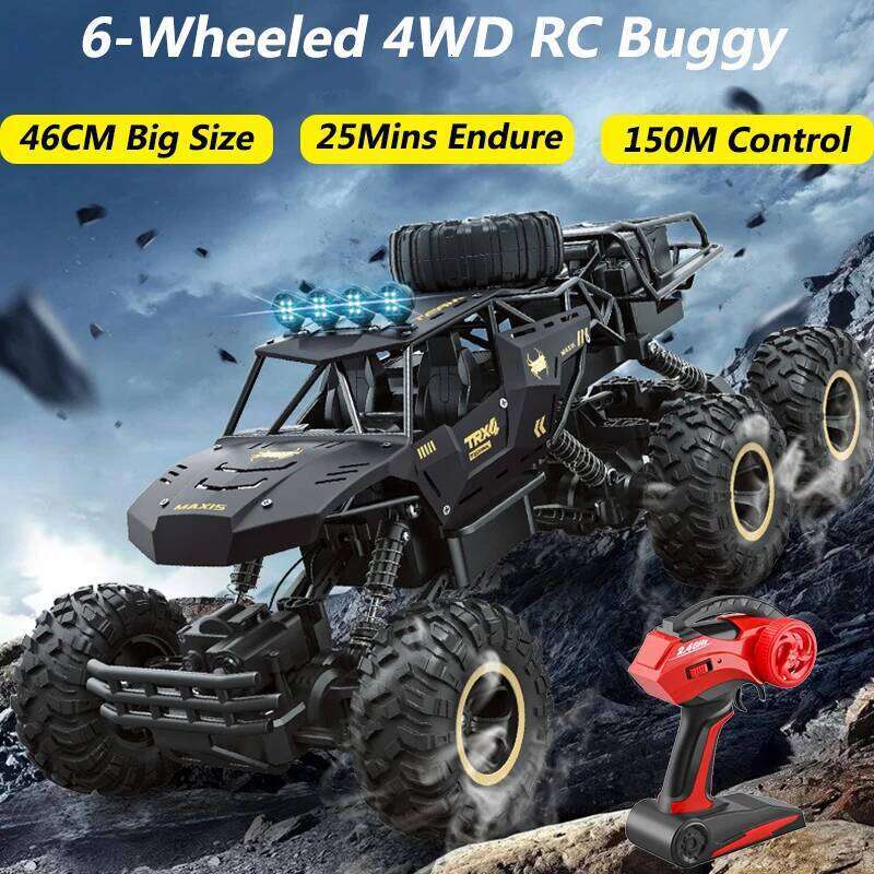 1:8 Large Six Wheel 4WD Off Road Climbing Remote Control Car 2.4G Shock Absorber Alloy Shell 150M Electric RC Truck Buggy Toy C260305