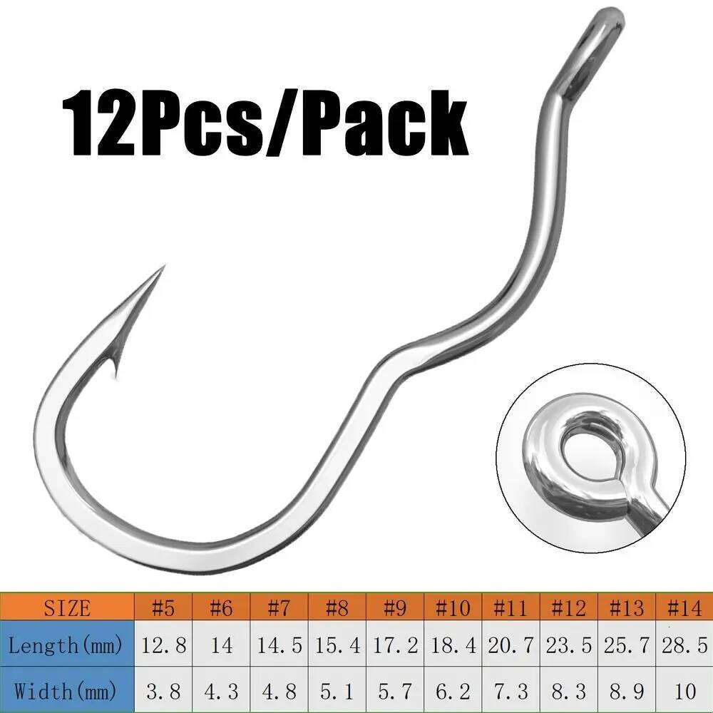 12Pcs/Pack Creative High Carbon Steel Automatic Flip Fishhook Sharp Barbed With Eye Hook Anti Slip Fishing Tackle Y260305