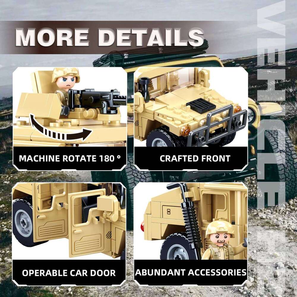 265PCS WW2 Military SWAT H2 Assault Vehicle Building Blocks Army Soldier Armor Car Model Bricks DIY Toys Gifts For Kids Boys Z260305