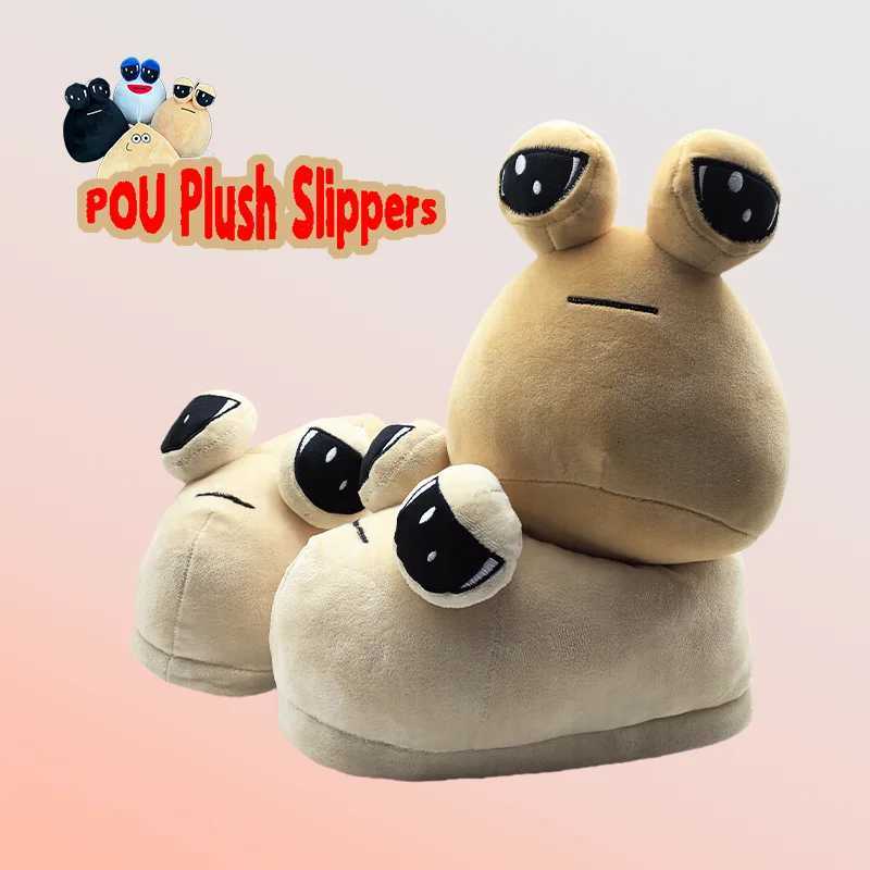 Highland Cow New Pou Plush Slippers Soft Stuffed Anime Alien Slipper Cute Animals House Shoes Women Men Birthday Gifts S260305