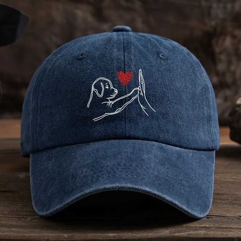 Dog Love High Five Printed Baseball Hat American Retro Duck Tongue Hat Outdoor Mens and Womens Hats S260306