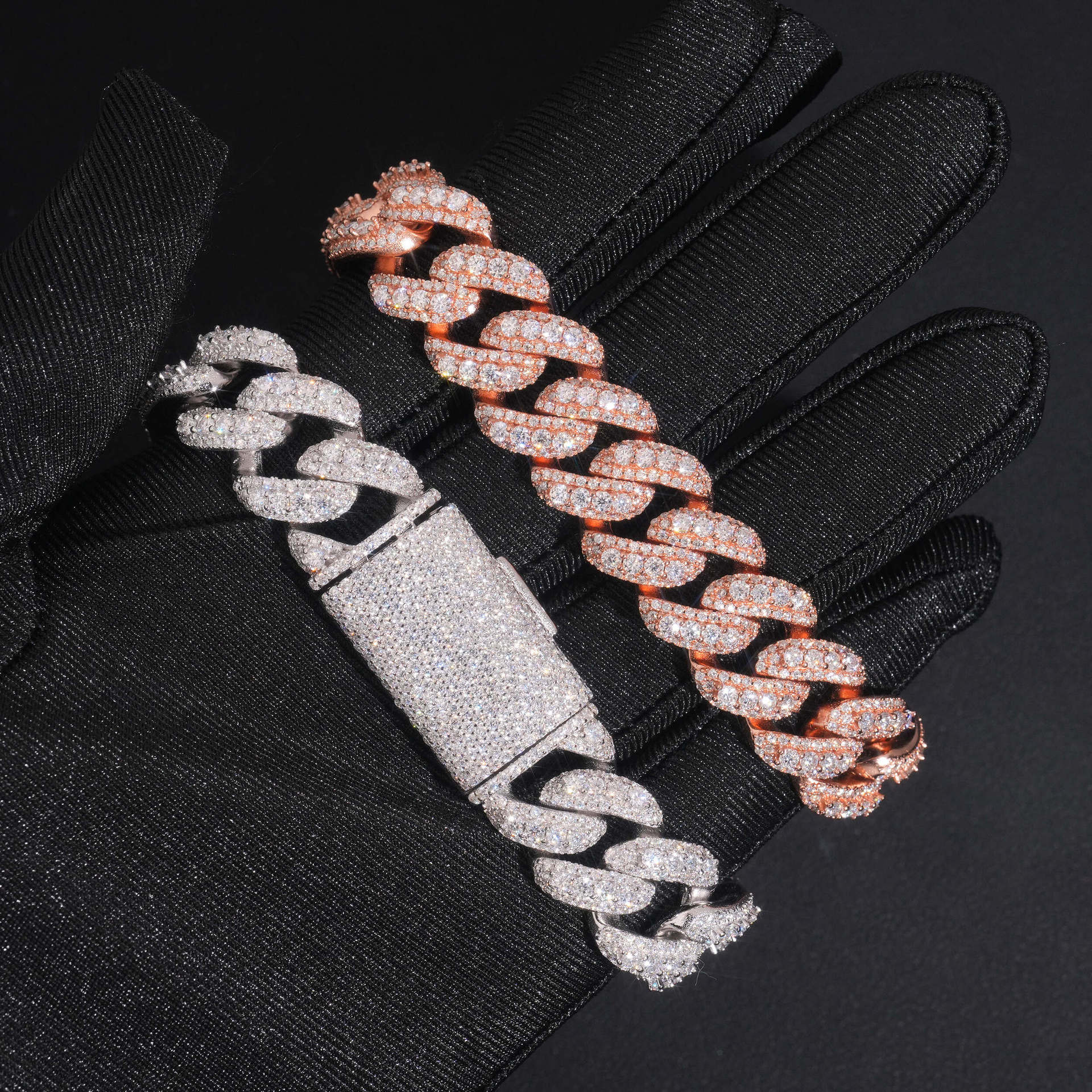 Luxurious high-quality layered 925 silver moissanite full-diamond 15mm hip-hop Cuban chain