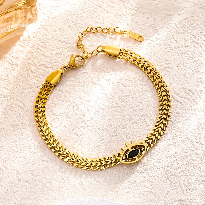 Necklace New Versatile Design Metal Stainless Necklace Bracelet Steel Black Diamond Demon Eye Necklace for Bracelet