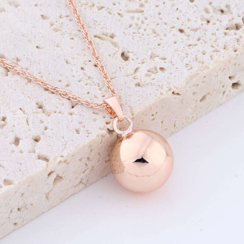 Best-selling 12mm copper pendant rose gold necklace, round bead collarbone chain, fashionable and simple jewelry, wholesale from manufacturer