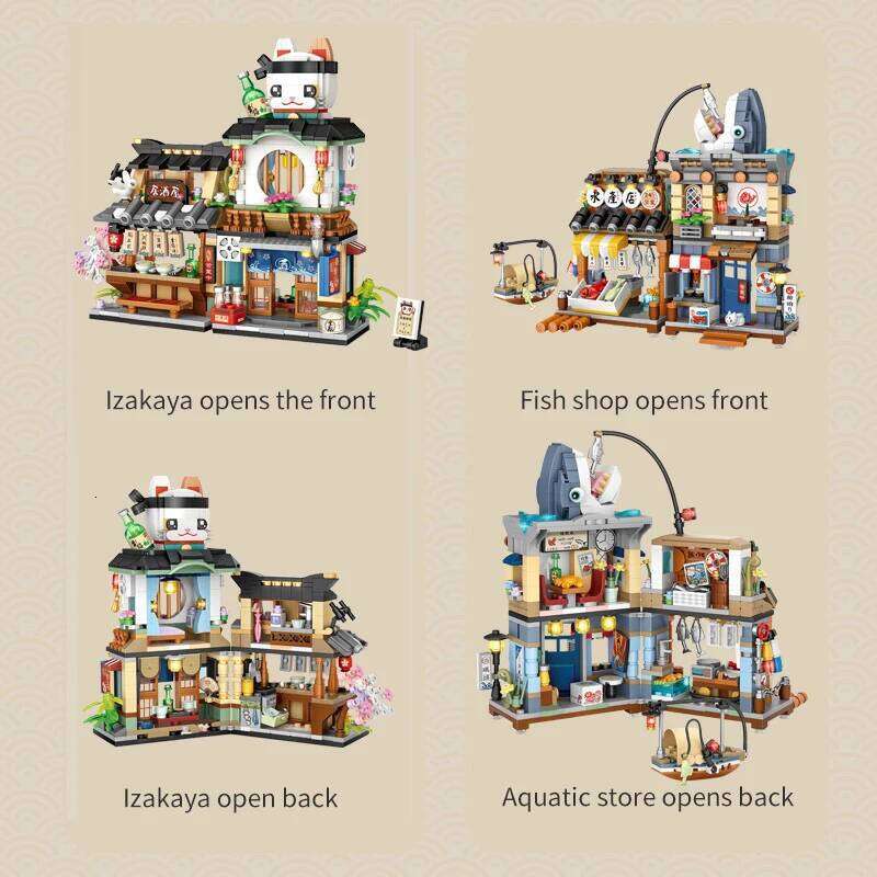 789PCS Mini City Street View Izakaya Store Building Blocks Architecture Friends House Figures Bricks Toys For Children Gifts Z260305
