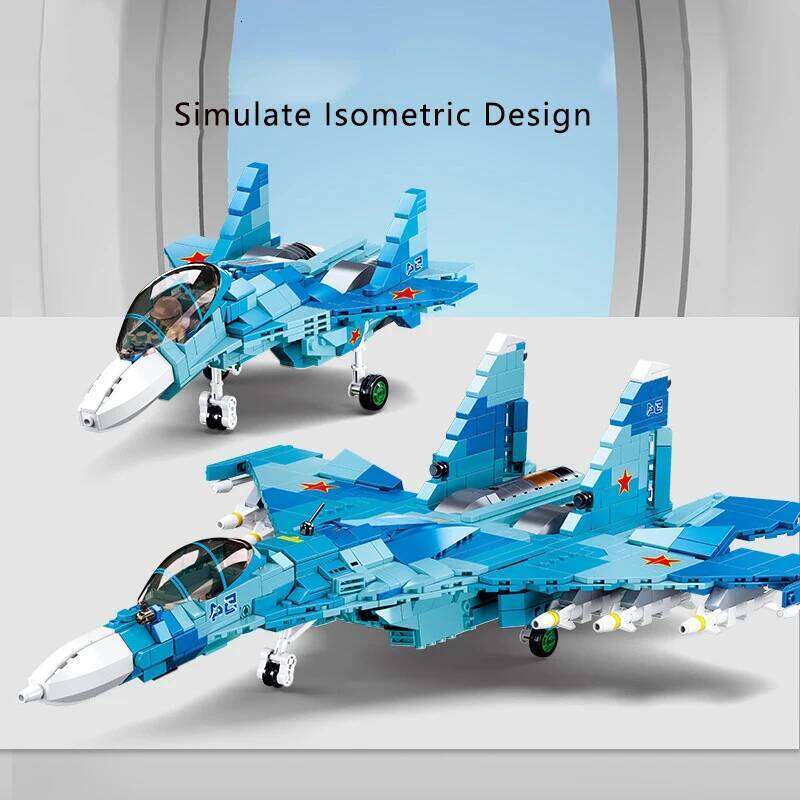 Sluban Military Air Force Weapon Sukhoi Su-27 Su-57 Flanker Fighter Building Blocks Kit Bricks WW2 Classic Model Toys Boys Gift Z260306