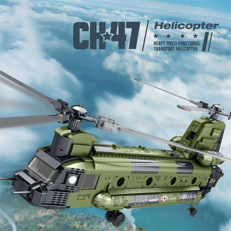 1451PCS CH-47 Transport Plane Building Blocks Military Armed Helicopter Fighter Model Bricks Kids Toys Holiday Gifts Z260305