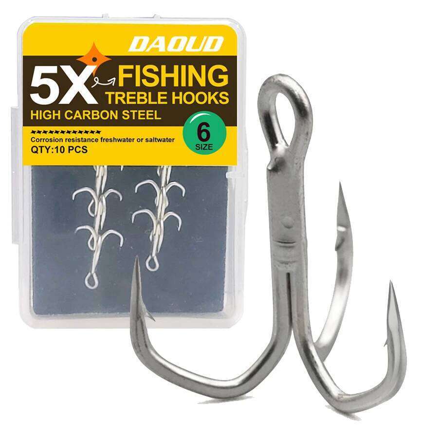10Pcs/box 5X Strong Barbed Sharp Triple for Freshwater Saltwater Fishing 20Pcs/2Box 2#-10 # Treble Hook S260305