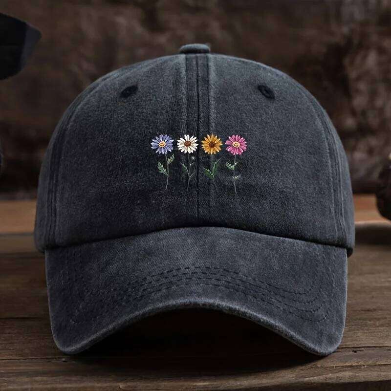 Men's outdoor baseball cap, stylish and versatile women's duckbill cap with four-color floral print Y260304