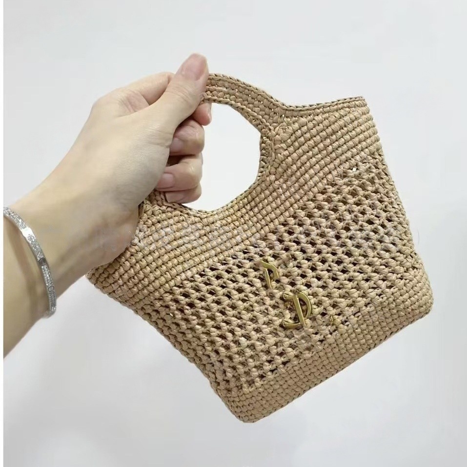 Luxury Designer Straw Beach Tote Bag for Women Large Capacity Summer Vacation Shoulder Shopping Bag