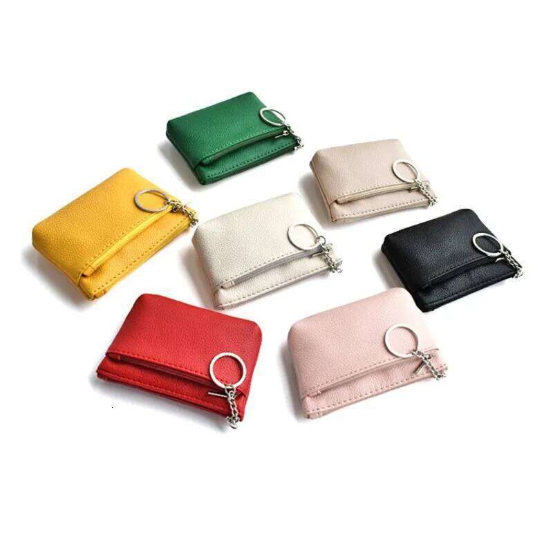 Mini PU Leather Coin Purse, Multifunctional Zipper Keychain Wallet, Fashion Card Holder for Women C260304