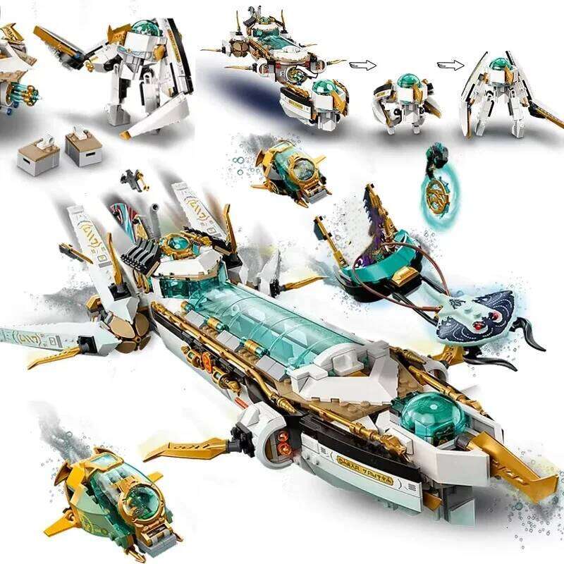 Compatible MOC Sets Ninja Series Building Blocks Hydro Ship Bounty underwater mecha Children's Toys Assembling Gift Z260306