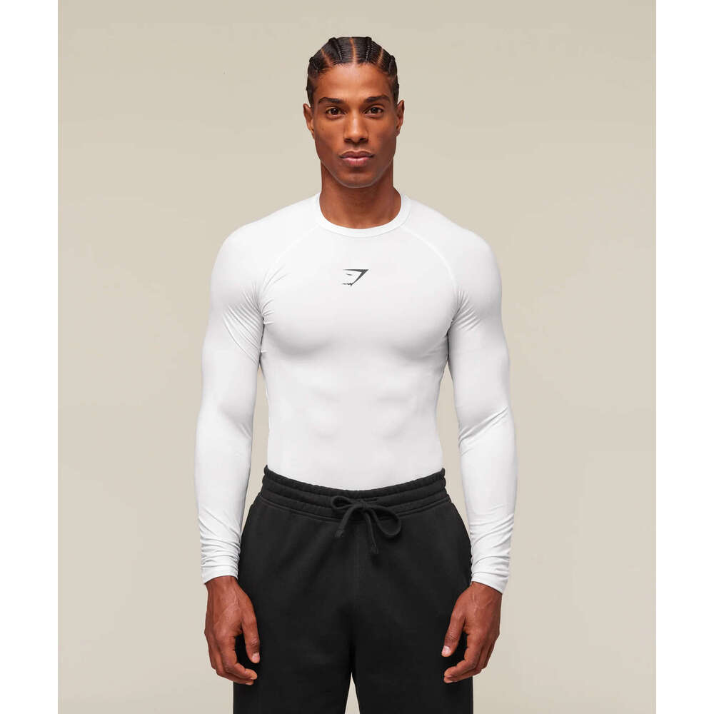 New cross-border GYM muscle fitness men's sports running training elastic breathable quick-dry long-sleeve T-shirt with print TK