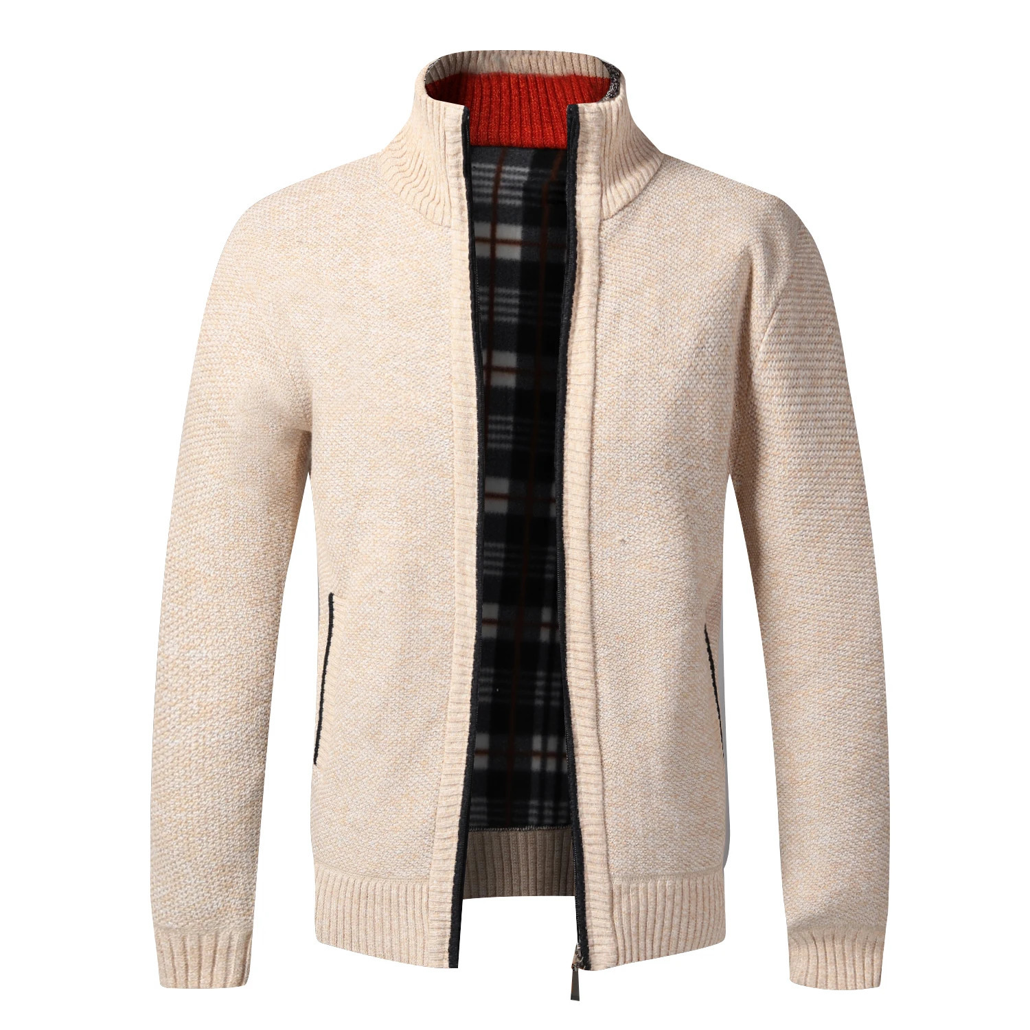 Autumn Winter Warm Cardigan Men Fleece Sweaters Full Zip Jackets Slim Fit Knitted Sweater Coat American 260306