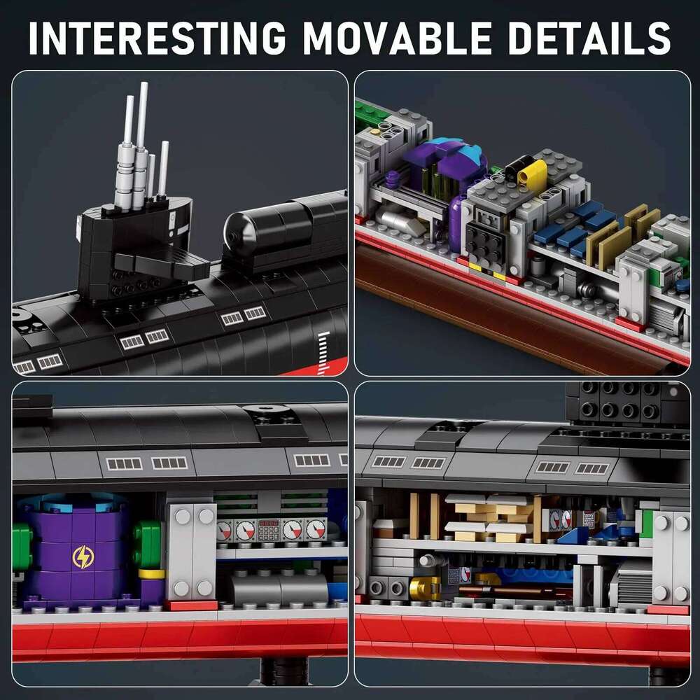 2988Pcs SSN-688 Nuclear Submarine Warship Blocks Model Military Battleship Building Toys Kits Gifts for Boys and Teens Z260306