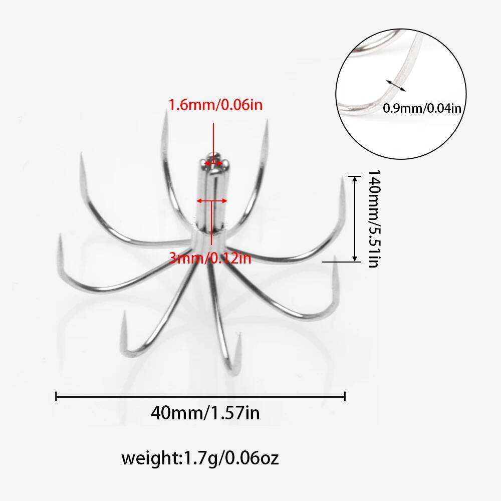 10 pcs stainless steel umbrella hooks, rabbits without barbs, 6 8 claws, squid hooks for sea fishing S260305