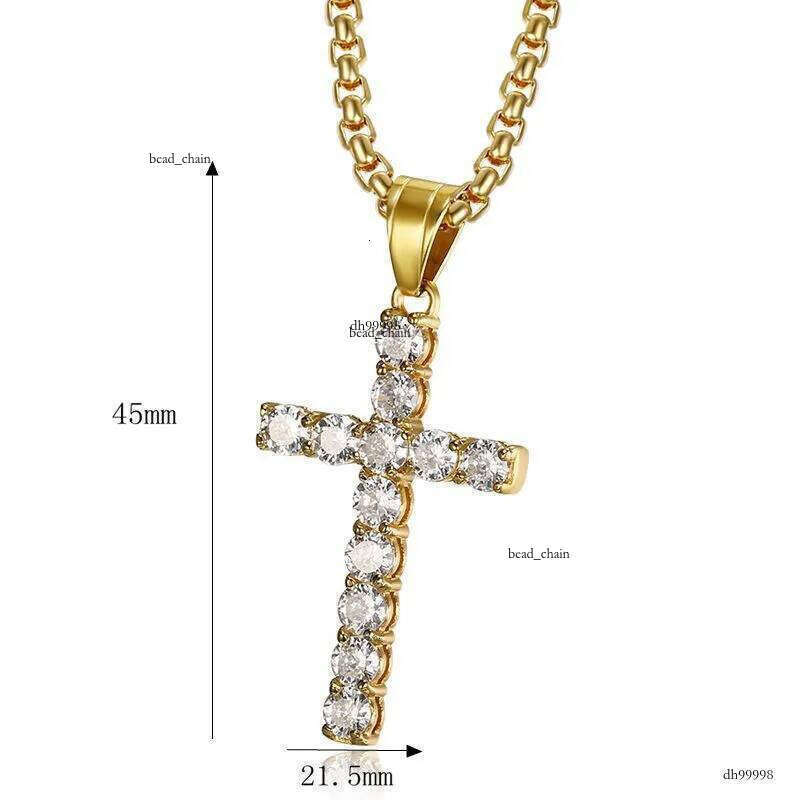 Full Zircon Titanium Steel Cross Pendants Gold Sier Color Necklace Jewelry For Men Women