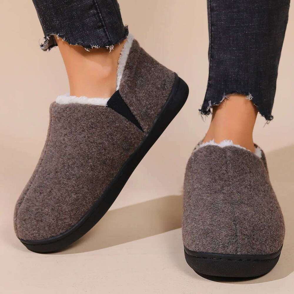 Litfun Warm Fuzzy Lined House Slippers For Men Women Comfort Memory Foam Cotton Shoes Non-slip Fur Flat Shoe Indoor And Outdoor