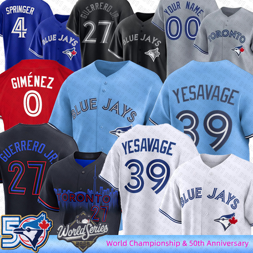 Blue Jays Jersey Celebrate 50 Seasons Patch Trey Yesavage Baseball Jerseys 2025 World Series Vladimir Guerrero Jr. George Springer Alejandro Kirk Ernie Clement