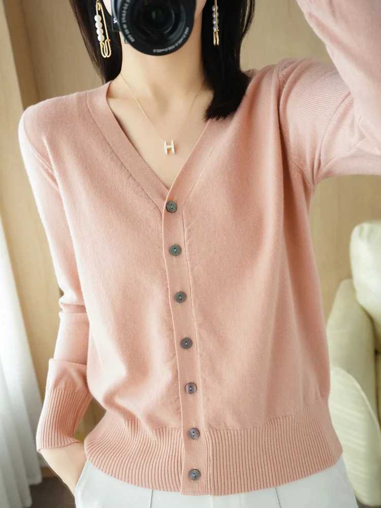 Early Autumn New Andy Cashmere Knit Cardigan V-Neck Solid Color Fashion High-Grade Comfortable Loose Casual Knitwear -GH021 M260306