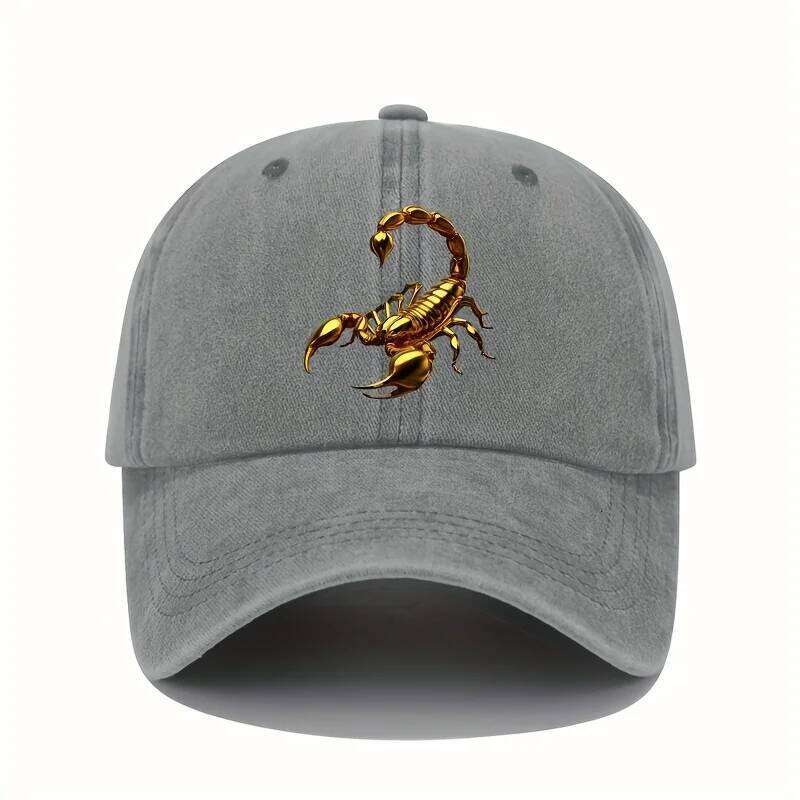 Golden Scorpion Printed Baseball Retro Lightweight Washable Hat Adjustable for Men Y260304