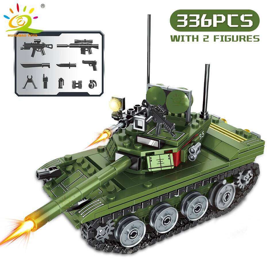 HUIQIBAO 336pcs Military 85 Main Battle Tank Building Blocks WW2 Army Soldier Figures Bricks Educational Toys for Children Boy Z260306
