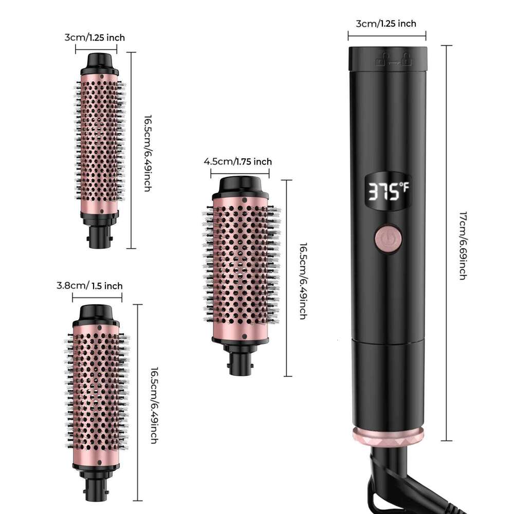 UKLISS in 1 Iron,Curling Wand Set with Brush and 3 Interchangeable Ceramic Curling Wand1.25"-1.75",Black 26Y0306