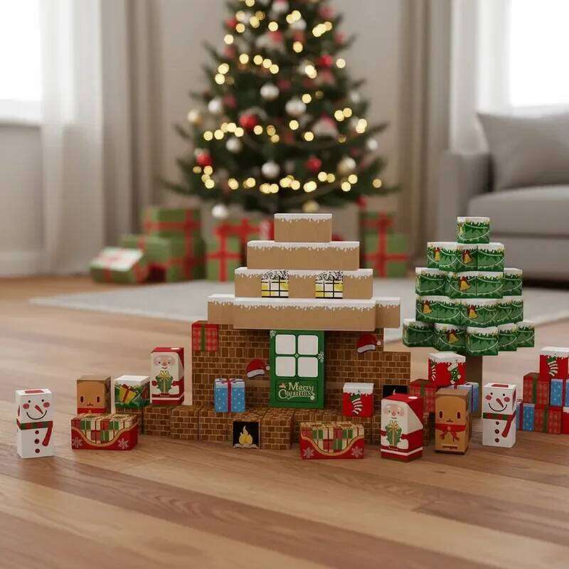 Creative Magnetic Building Blocks Santa Claus Scene Model DIY Assembly Bricks for Kids Birthday Christmas gifts Z260305