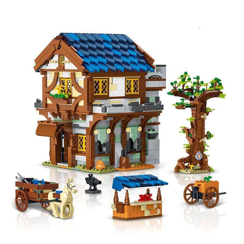 Medieval Town Architecture Series Building Blocks Model Street View Sets MOC Modular City House Bricks Toys Gifts for Childrens Z260306