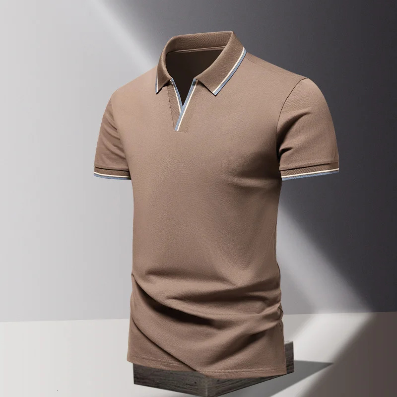 POLO shirt mens summer fashion ice silk quick drying short sleeved T-shirt solid color loose casual business collar top 260304