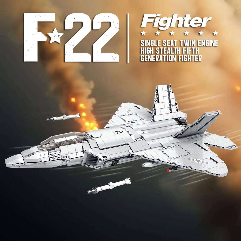 Technical USA F22 Raptor Stealth Strategic Fighter Building Blocks Supersonic Airplane Model Bricks Boy Toys Adult Gifts for Kid Z260306