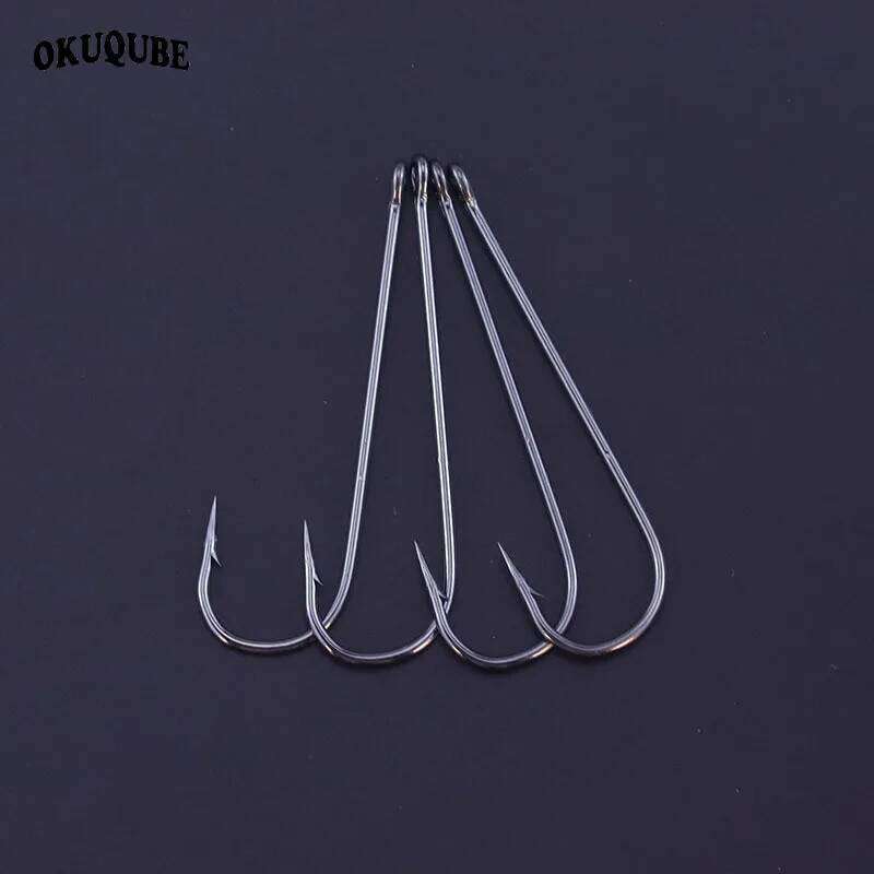 50pcs/lot Fishhooks High Carbon Steel Long Straight Shank Barbed Hooks For Fresh And Saltwater Fishing S260305