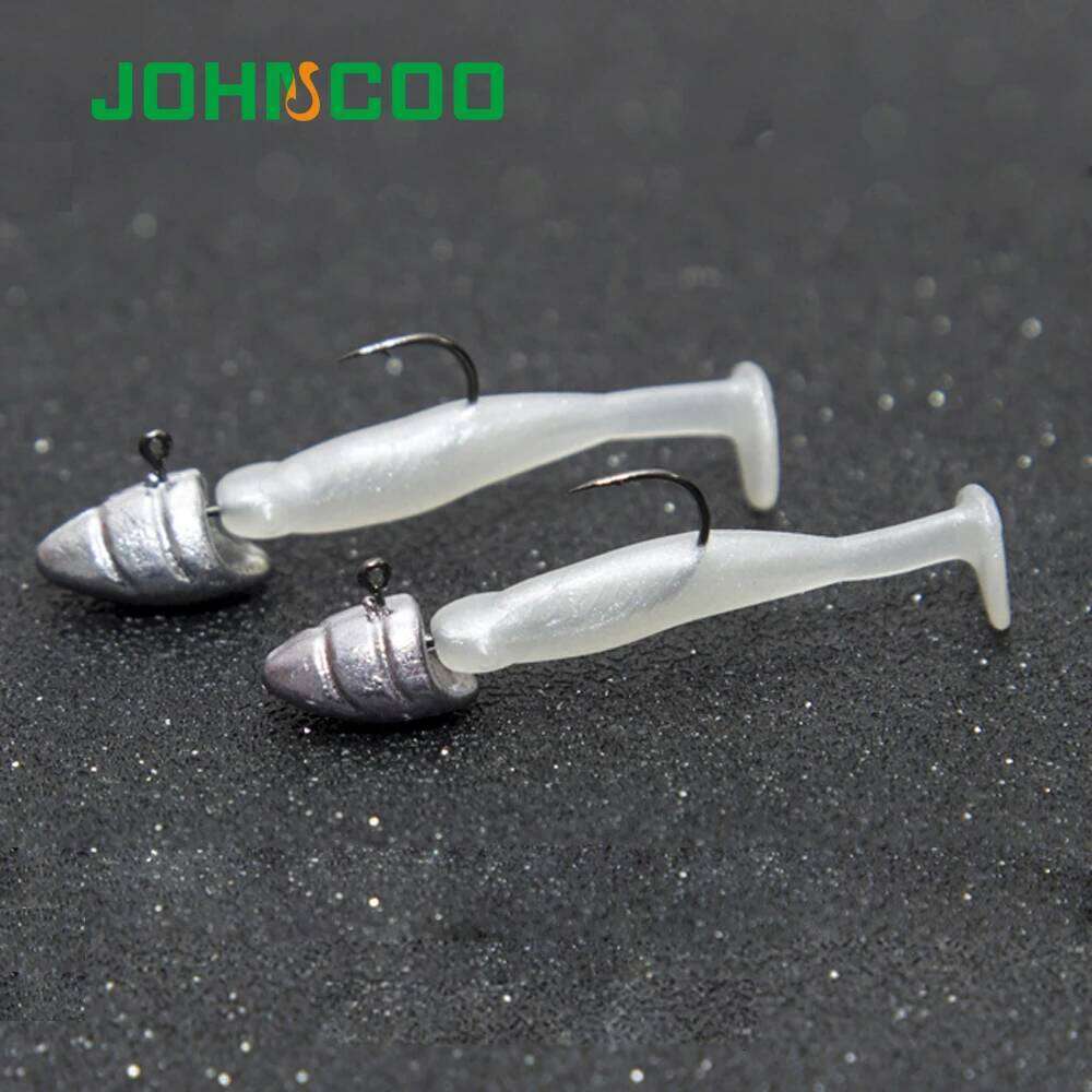 JOHNCOO 10pcs Hooks1.5g 2g 3.5g 5g Jig Head Barbed Worm Soft Lure Exposed Jigging Hook Fishing Hooks S260305