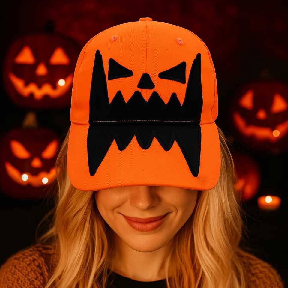 Breathable Halloween Baseball Cap UV Protection Cotton Pumpkin Embroidery Hat Lightweight Creative Sunshade Cap S260306